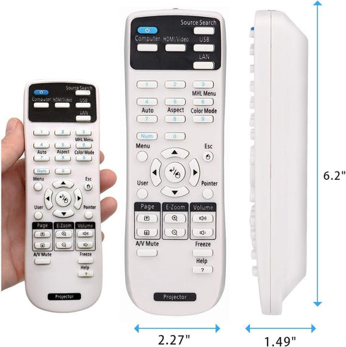 Replacement Projector Remote Control for Epson 1648806 EX3200 EX3240 EX5240 EX5250 EX7240 EX9200 VS240 VS340 VS345 PowerLite 1224 1264 1284 Home Cinema 1040 640 740HD S31 U32 Controller