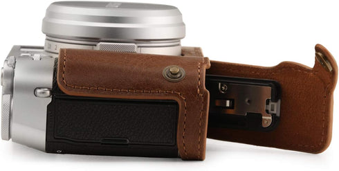 MegaGear MG1895 Genuine Leather Camera Half Case for Fujifilm X100V - Brown