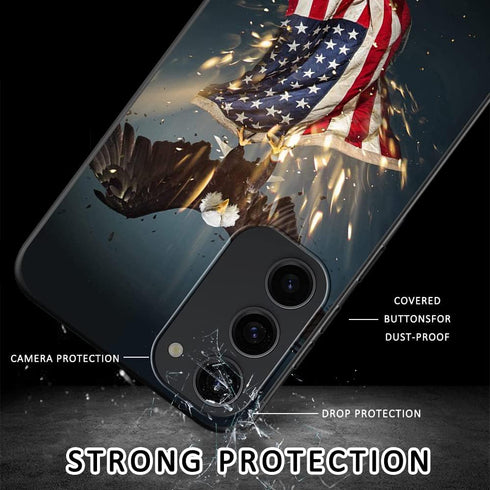 Compatible with Samsung Galaxy S23 Case American Flag Eagle Pattern Phone Case for Boys Girls Aldults, Soft TPU Shockproof Anti-Scratch Case Designed for Samsung Galaxy S23 6.1"