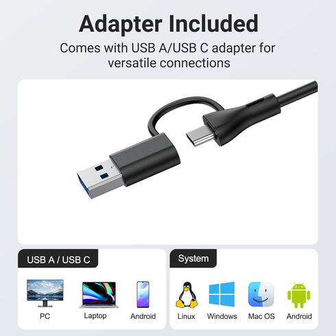 Inwa Computer Speakers with Microphone for Desktop PC, USB Monitor Speakers with Clip, Wired Laptop Sound Bar, Stereo