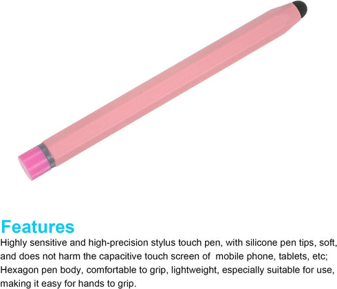 MECCANIXITY 2pcs Stylus Pens for Touch Screens, Hexagon Crayon Universal Capacitive Stylus for All Devices - 4.7" Pink