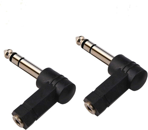 1/4 Inch TRS to 3.5mm Right Angle Adapter, 6.35mm Male to 3.5mm Female Stereo Headphone Connector (2PCS)