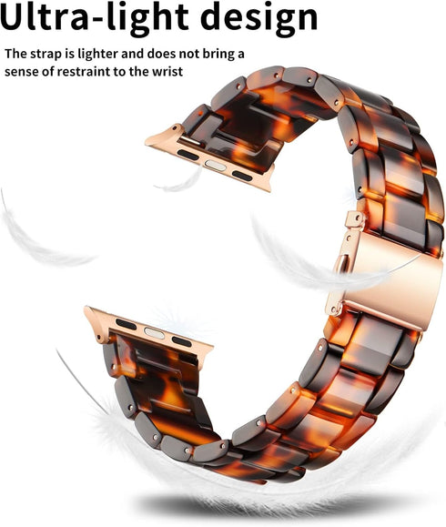 Bestig Compatible with Resin Apple Watch Band 38mm 40mm 41mm 42mm, Stainless Steel Buckle Waterproof Strap