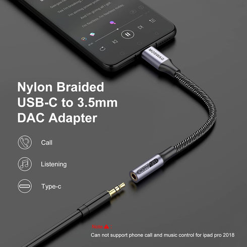 MOSWAG USB Type C to 3.5mm Headphone Jack Adapter, Audio Dongle for iPhone 15 Plus/Pro Max, Samsung