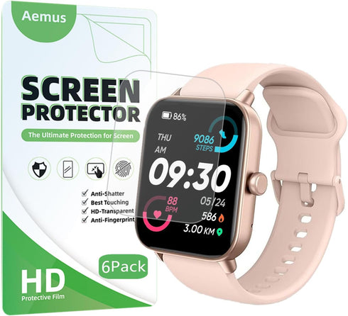 6 Pack Screen Protector for IDW13 / IDW15 / IDW19 Smart Watch, Full Coverage Clear TPU Film Compatible