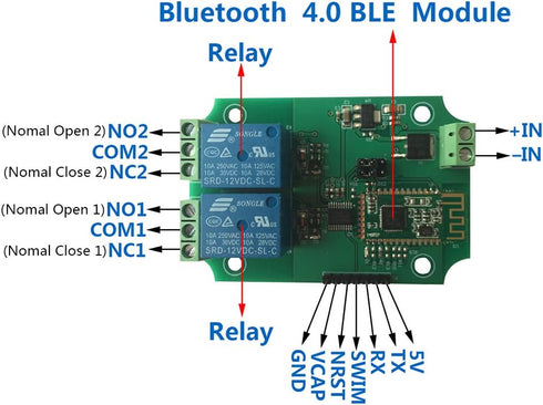 DSD TECH 2 Channel Bluetooth 4.0 BLE Relay Module for iPhone and Android(12V) by DSD TECH