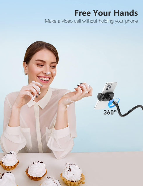 Tryone Gooseneck Phone Holder Stand for Bed, Flexible Arm Adjustable Mount Clamp for iPhone 14 Pro Max, Samsung, Other