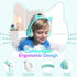 LOBKIN Bluetooth 5.3 Kids Headphones with Case, RGB LED Light Up Cat Ears, Foldable Over Ear