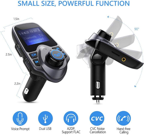 Soufyuane T11 MP3 Wireless Bluetooth FM Transmitter Handsfree Car Kit Player Wireless Bluetooth Adapter with Dual USB