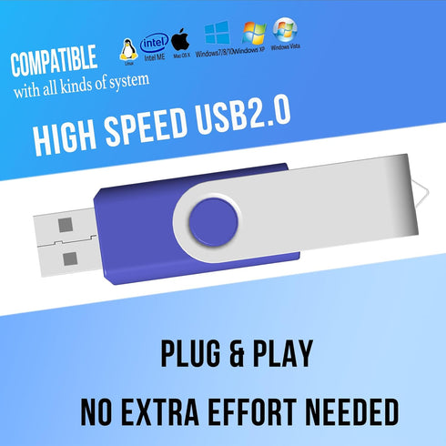 JBOS 4GB 4 10 Pack USB2.0 USB Flash Drive, Flash Stick GB Memory Stick Swivel Thumb Drives Gig Stick Pen Drive for Fold