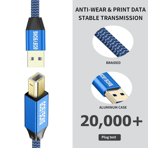 40ft Active USB A to B Cable - High Speed Long Printer USB