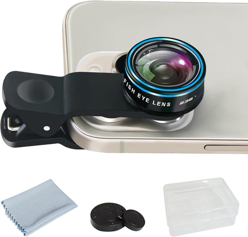 Fisheye Lens 235° Phone Camera Lens, Clip on Fish Eye Lens for iPhone 14/13/12/X/XR/Samsung Smartphone for Funny Photos