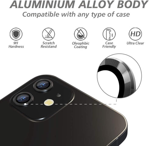 CloudValley Camera Lens Protector for iPhone 12/12 Mini/11 - Tempered Glass Film, 2 Pack with Cleaning Kit