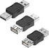 GELRHONR USB to USB Adapter, USB 2.0 Type A Male to Female Extender Connector, 3PCS for Printer, Keyboard, Mouse