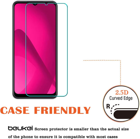 beukei (3 Pack) Tempered Glass Screen Protector for T-Mobile REVVL 7 5G, Anti Scratch, Bubble Free