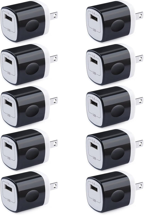 USB Charger Adapter, 1A Cube Charger Block 10PC Single Port Wall Outlet Charger for iPhone 14/13/12/11 Pro