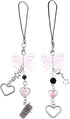 Mabor 2Pcs Pink Cell Phone Charms Cute Butterfly Heart Bow Shape Cellphone Case