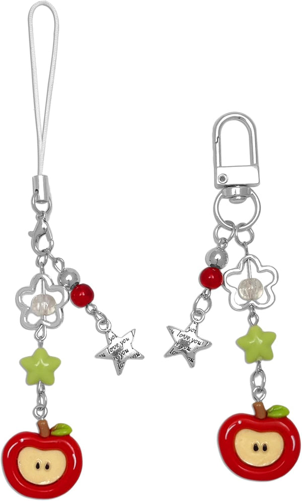 Nalefow 2PCS Cute Phone Charms Aesthetic Y2k Pink Guitar Strawberry Star Phone Straps