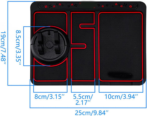 Non-slip Phone Pad for 4-in-1 Car - Glow in the Dark Dashboard Phone Mat with Parking Card and Aromatherapy (Red)