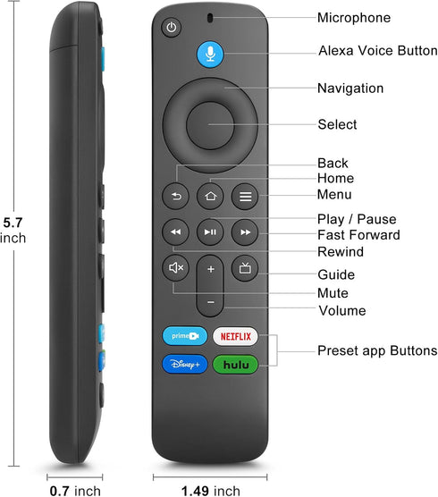 Voice Remote Control Replacement for Fire TV Stick, Cube, and Insignia-Toshiba-Pioneer Smart TVs