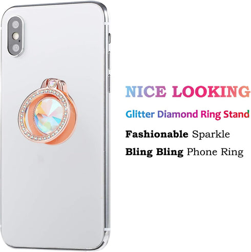 lenoup Glitter Bling Bling Phone Ring Holder, Sparkle Phone Ring Artificial Diamond Stand, Rhinestone Cell Phone Finger