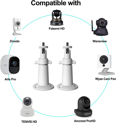 Security Camera Wall Mount Bracket (1/4'') Adjustable Indoor/Outdoor, Compatible with Arlo, WYZE, Amcrest (2 Pack)