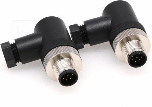 Eonvic M12 8 Pin Male Connector, 12mm A Code IP67 30V 2A Industrial Circular Sensor Right Angle 2pcs