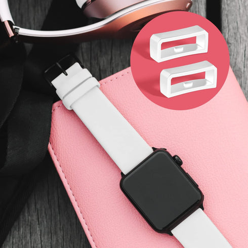 SAVITA 6pcs 20mm Watch Strap Holder Loop, Silicone Watch Band Wristband Keeper Replacement Fastener Rings for Smartwatch