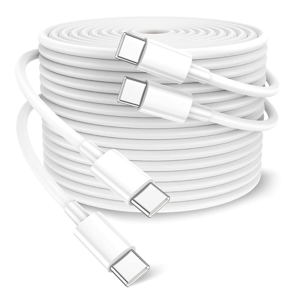 100W USB C to USB C Cable 2-Pack 10ft, Upgraded Fast Charging USB Type C Cord compatible with iPhone 15 Pro Max, Pixel