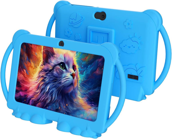 Kids Tablet 7 Inch for Kids Android 12, Toddler Tablets with Protective Cover, 32GB+4GB WiFi Bluetooth Dual Camera,