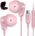 HiFi Stereo USB C Headphones for iPad Pro, iPhone 15/15 Pro Max, Samsung S24/S23 Ultra, OnePlus, Huawei - Pink