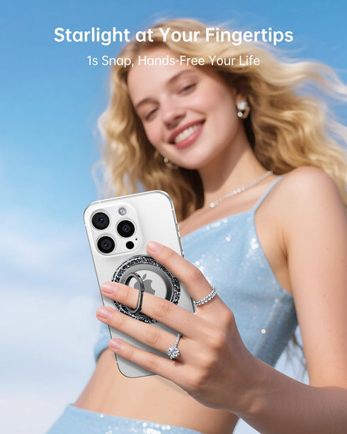 SYNCWIRE 360 17 16 15 14 13 12 Magnetic Phone Ring Holder for MagSafe - Glitter Phone Grip Stand with Rotation Finger
