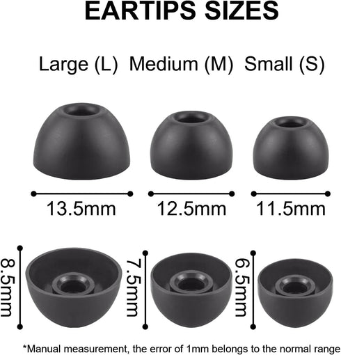 3-in-1 Cleaning Ear Tips Kit for Beats Fit Pro & Studio Buds, 6 Pairs Soft Silicone Earbuds Tips in S/M/L Sizes, Black.