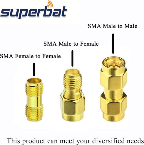 Superbat RF Coaxial SMA Male to SMA Female Bulkhead RG174 6.56ft Cable + 3pcs RF Coax SMA Adapter Kit for SDR Equipment