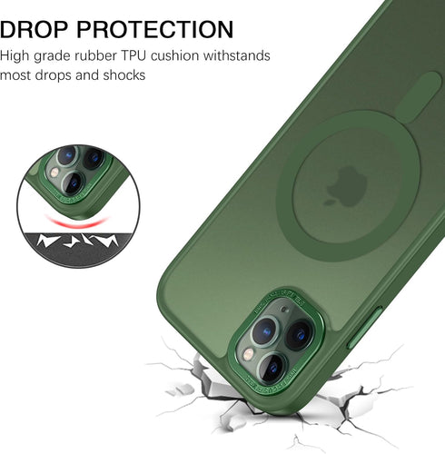 BENTOBEN iPhone 11 Pro Max Case - Dark Green, Translucent Matte, Shockproof, MagSafe Compatible, 6.5" Protective Cover.