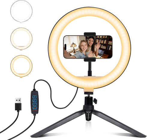 RYUNVOVO Selfie Ring Light 12" with Tripod Stand and Phone Holder, LED Ring