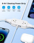 TROND Travel Power Strip with USB Ports, 5ft Flat Plug Extension Cord, Small Wall Mount Extender Adapter for Office