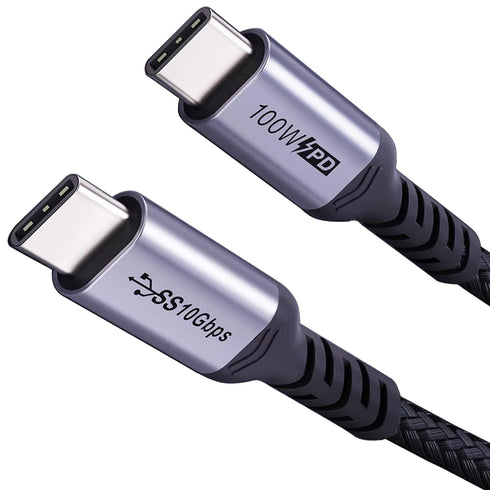 Short USB C to USB C Cable (1.5ft, 2 Packs) - 10Gbps, 100W, 4K Video, Fast Charging for Samsung Galaxy T5, MacBook,