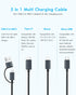 Multi Charging Cable 5 in 1, 2 Pcs 4FT USB C/A Multi Charger Cable to Type-C/Micro USB Port, Nylon Braided USB C Multiple Charger Cable, Universal Multi Phone Charger Cable for Cell Phones and More