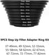 18 Pieces Filter Ring Adapter Set, Lightweight Aluminum Camera Lens Filter Stepping Rings Kit, 9 Pcs Step Up & 9 Pcs