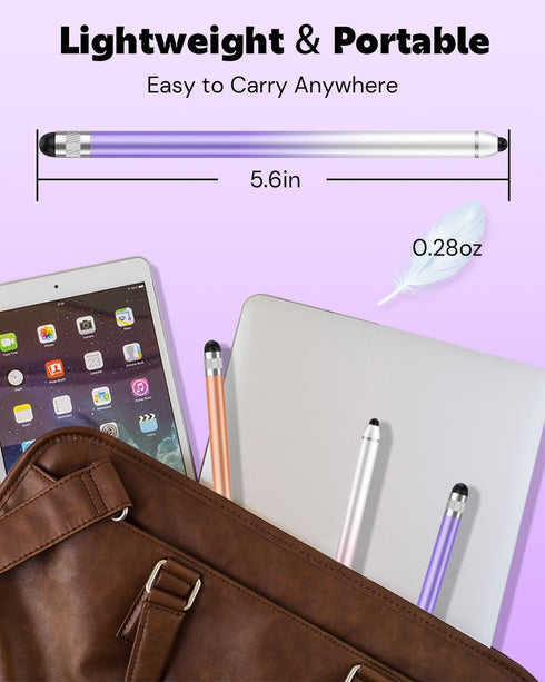 Stylus Pen for Touchscreen, Dual-end High Sensitivity Capacitive Stylus Pen for iPhone/iPad/Android, 2 Pack