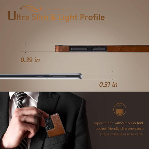 LOHASIC for Galaxy S21 Ultra Case, 5G Premium Luxury Leather, Slim Fit Style Full Body Protective Cover for Samsung