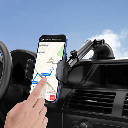 Car Suction Cup Phone Holder, 360° Rotation Anti-Shake Windshield Mount with Sticky Gel Pad, Compatible with iPhone