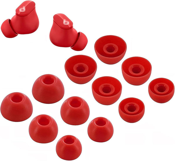 Beats Studio Buds Replacement Silicone Earbud Tips, 6 Pairs S/M/L, Red - Fits in Case, Perfect for Comfort and Sound.