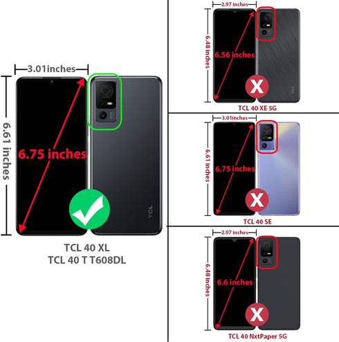 TJS Heavy Duty Phone Case for TCL 40 XL/TCL 40 T T608DL, with Tempered Glass Screen Protector and Metal Ring Kickstand
