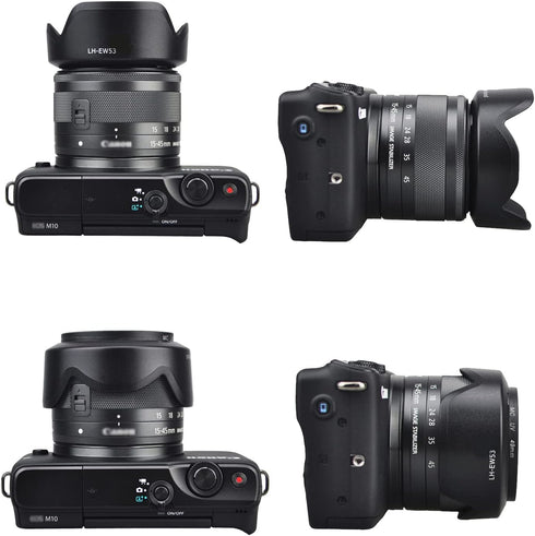 EW-53 Lens Hood and 49mm Lens Cap - Compatible for Canon M50II M50 M6 kit EF-M 15-45mm F/3.5-6.3 Lens
