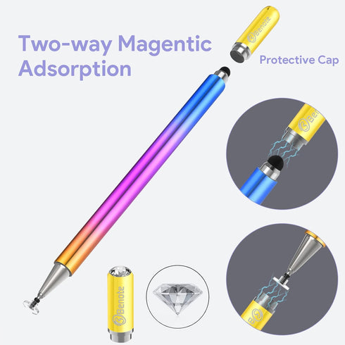Stylus Pens for ipad, Magnetic Disc Universal Stylus Pens Touch Screens Fine Tip Stylus Pen Drawing and Writing for ipad, iPhone, Apple, Android, Tablet, hp Chromebook, Phone, Tablet - Rainbow