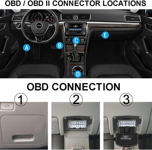 Redsia 12-24V 5V/3A 24h Dash Cam Hardwire Kit OBD, Dash Camera USB Type C Hardwire Kit OBD Power Charging Cable
