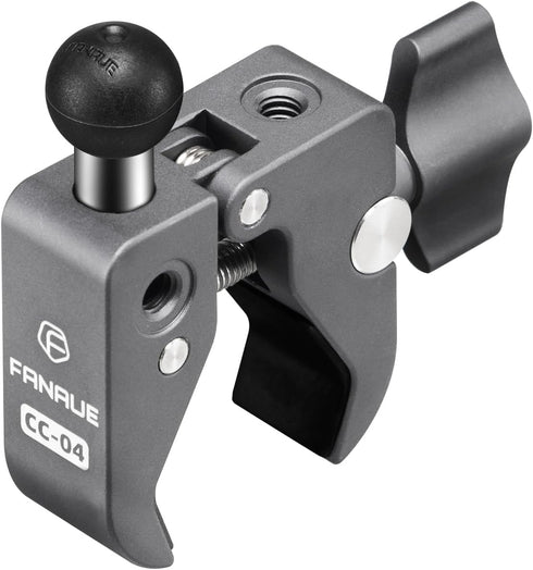 FANAUE Aluminum Handlebar Base Mount with 17mm Ball Head Adapter, Strong Rod Clamp for Rails 0.5'' to 2'' Diameter,