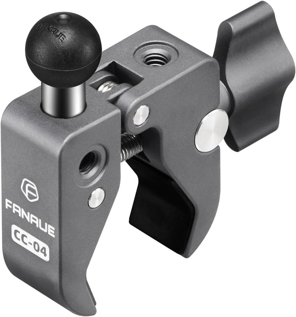 FANAUE Aluminum Handlebar Base Mount with 17mm Ball Head Adapter, Strong Rod Clamp for Rails 0.5'' to 2'' Diameter,